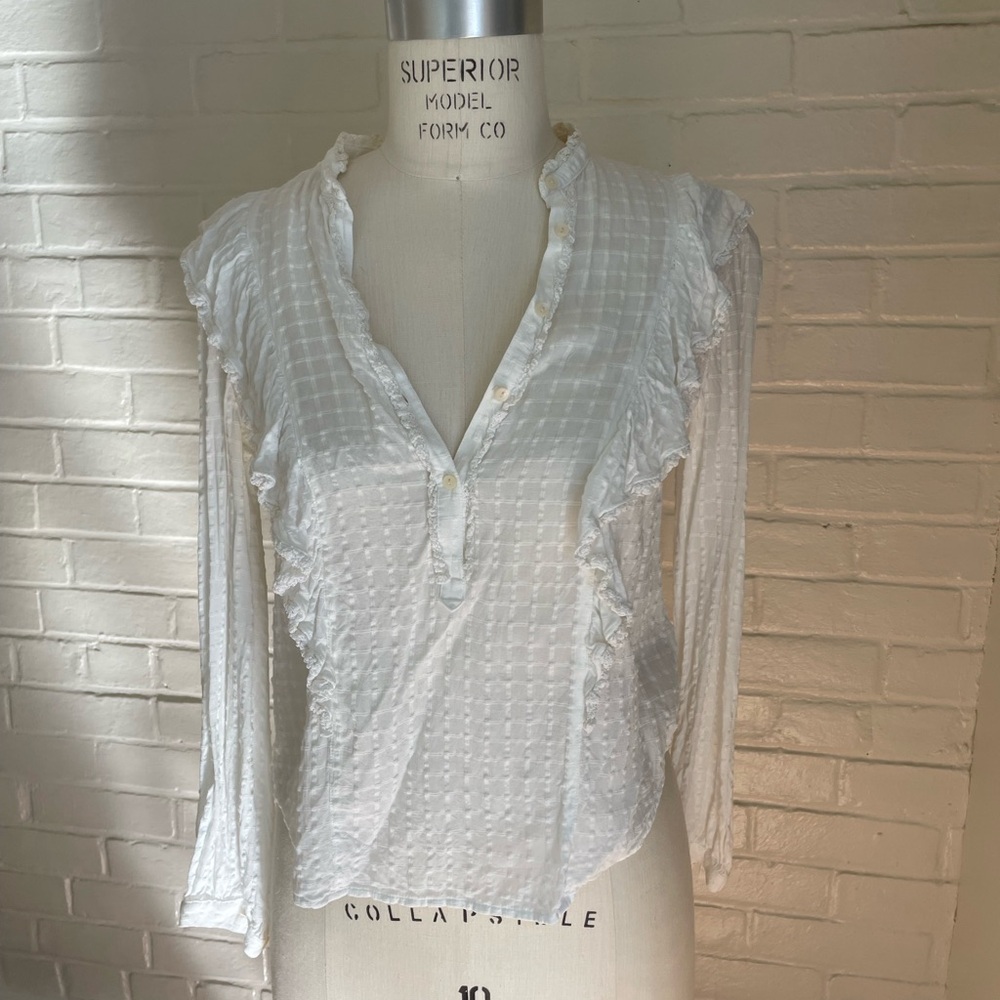 Rebecca Taylor White Textured Blouse